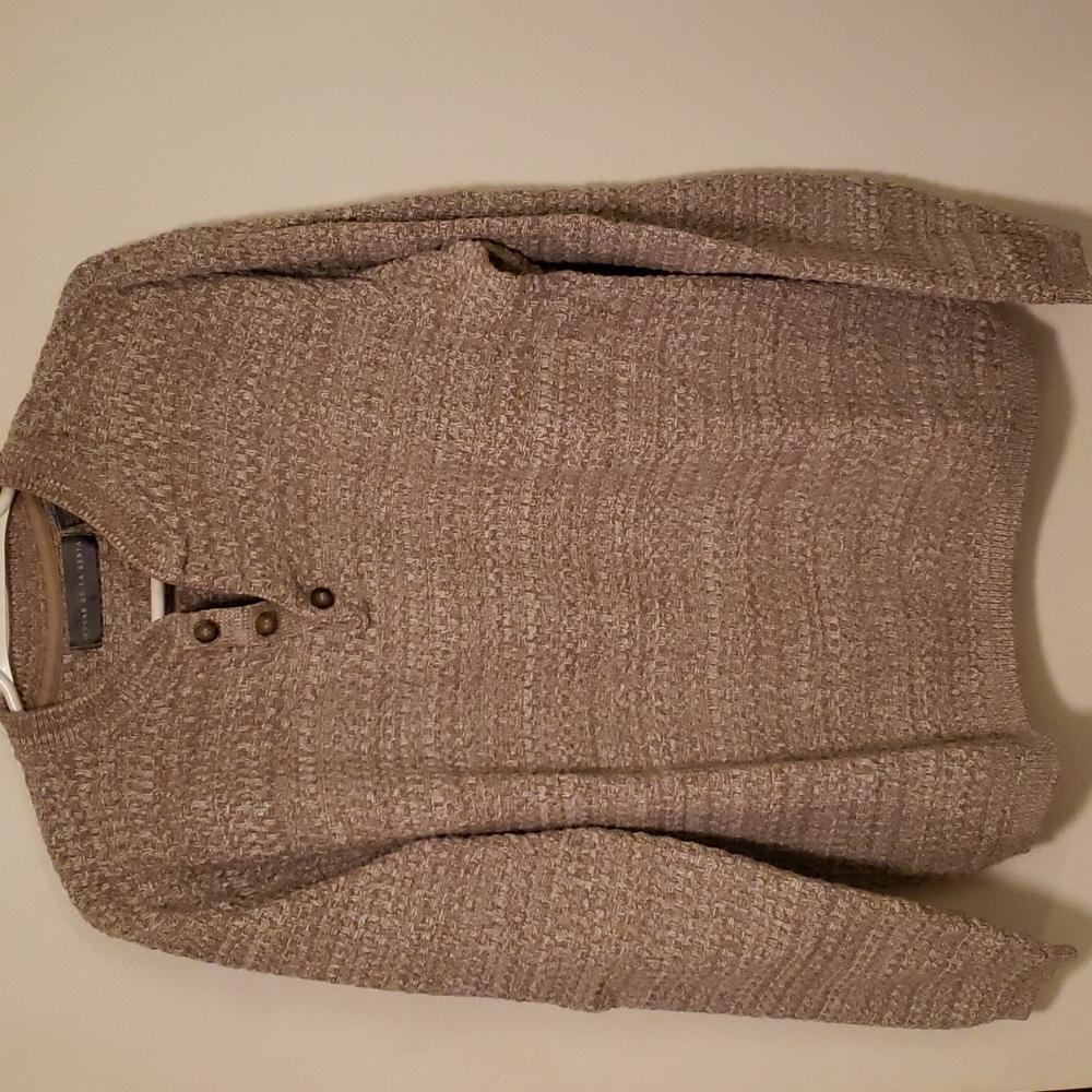 NWOT Oscar de la Renta Mens 3 botton sweater Large Light brown/brown